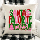 DTF Transfer - DTFCUSTOM302 - Santa's Favorite Faux Yarn Custom Text