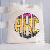 DTF Transfer - DTFCUSTOM305 - Leopard Pencil Monogram