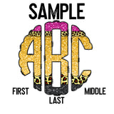 DTF Transfer - DTFCUSTOM305 - Leopard Pencil Monogram