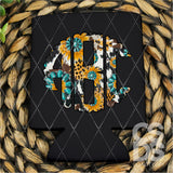 DTF Transfer - DTFCUSTOM309 - Western Turquoise Sunflower Custom Monogram