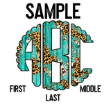 DTF Transfer - DTFCUSTOM310 - Western Wood Leopard Custom Monogram