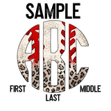 DTF Transfer - DTFCUSTOM330 - Baseball Leopard Monogram
