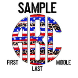 DTF Transfer - DTFCUSTOM331 - Stars Strips and Leopard Monogram