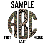 DTF Transfer - DTFCUSTOM332 - Army Leopard Monogram