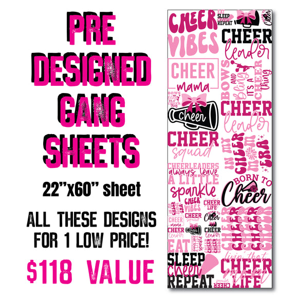 DTF Transfer - Stock Gang Sheet - DTFGANG0075 Cheer Life