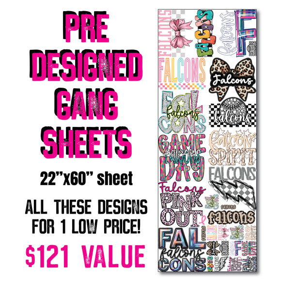 DTF Transfer - Stock Gang Sheet - DTFGANG0080 Falcons Mascot