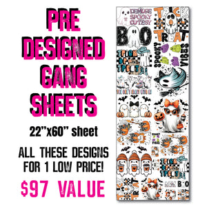 DTF Transfer - Stock Gang Sheet - DTFGANG0108 Halloween Ghosts