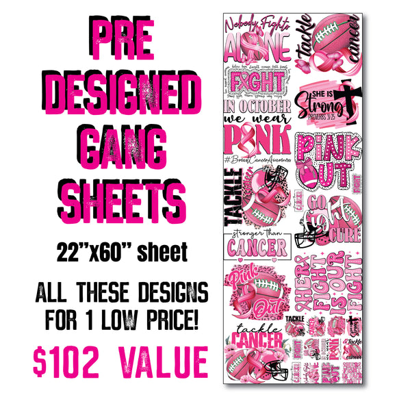 DTF Transfer - Stock Gang Sheet - DTFGANG0123 Tackle Breast Cancer