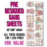 DTF Transfer - Stock Gang Sheet - DTFGANG0128 Pink and Teal Floral Christmas