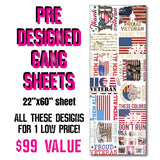 DTF Transfer - Stock Gang Sheet - DTFGANG0131 Thank a Veteran