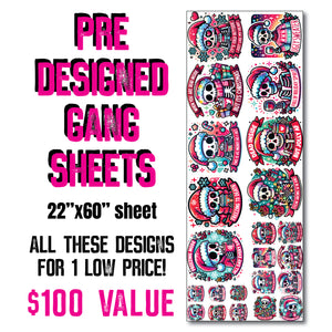 DTF Transfer - Stock Gang Sheet - DTFGANG0132 Funny Skellies