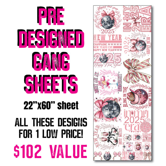 DTF Transfer - Stock Gang Sheet - DTFGANG0133 Hello 2025 New Year