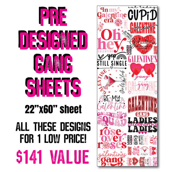 DTF Transfer - Stock Gang Sheet - DTFGANG0136 Galentines