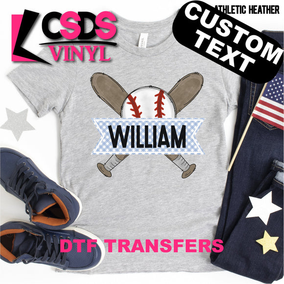 DTF Transfer - DTFCUSTOM92 Personalized Baseball and Bats Custom Text