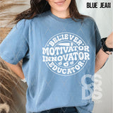 PUFF Screen Print Transfer - Believer Motivator Innovator Educator - White
