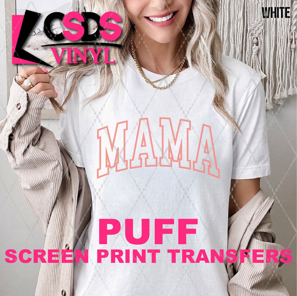 PUFF Screen Print Transfer - MAMA Varsity Outline - Coral