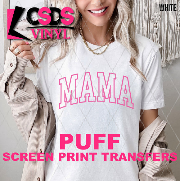 PUFF Screen Print Transfer - MAMA Varsity Outline - Pink