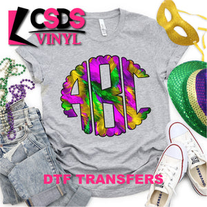 DTF Transfer - DTFCUSTOM122 Mardi Gras Feathers Monogram