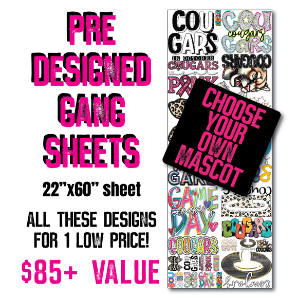 DTF Transfer - Stock Gang Sheet - DTFGANG0077 CUSTOM Mascot Gang Sheet