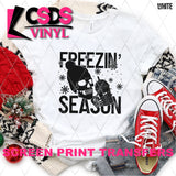 Screen Print Transfer - Freezin' Season Skeleton - Black