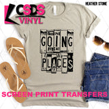 Screen Print Transfer - Going Places Broken License Plates - Black