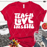 Screen Print Transfer - Groovy Teach Love Inspire - White