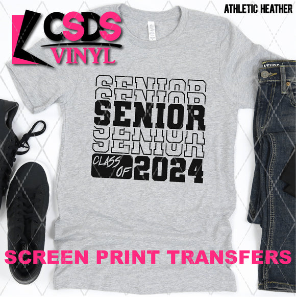 Screen Print Transfer - SCR4557 Senior Class of 2024 Stacked Word Art - Black