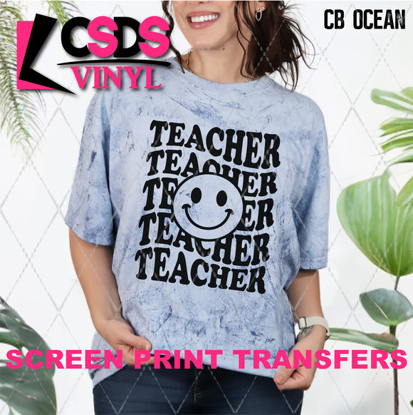 Screen Print Transfer - SCR4577 Groovy Teacher Smile Stacked Word Art - Black