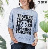 Screen Print Transfer - SCR4577 Groovy Teacher Smile Stacked Word Art - Black