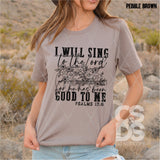 Screen Print Transfer - SCR4588 I Will Sing to the Lord - Black