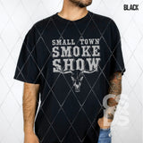 Screen Print Transfer - SCR4600 Small Town Smoke Show Cow Skull - Grey