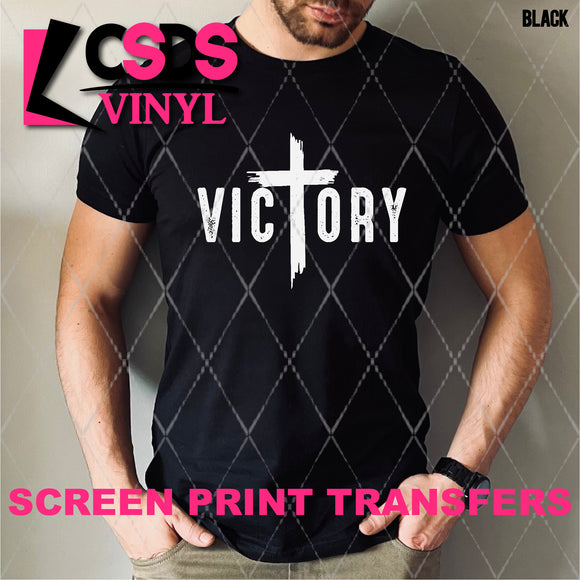 Screen Print Transfer - SCR4633 Victory Cross - White