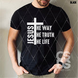 Screen Print Transfer - SCR4635 Jesus The Way The Truth The Life - White