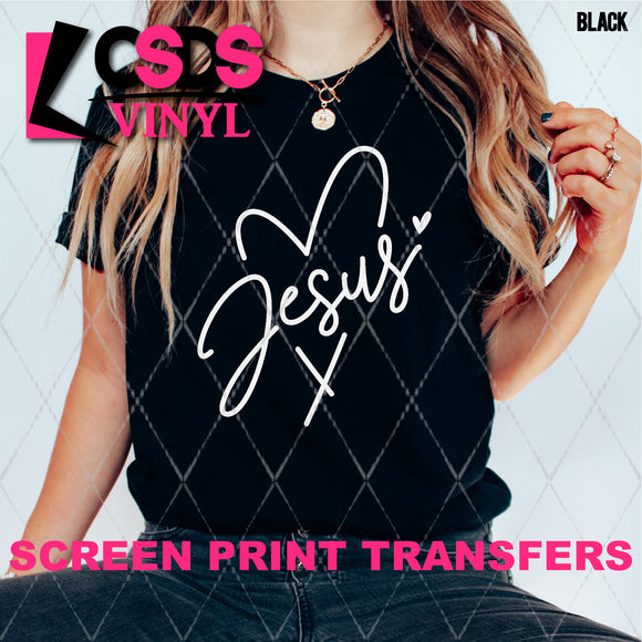 Screen Print Transfer - SCR4720 Jesus Heart - White
