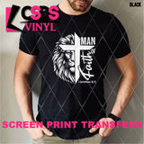 Screen Print Transfer - SCR4723 Man of Faith Half Lion - White