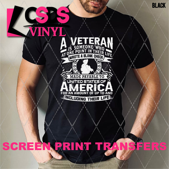 Screen Print Transfer - SCR4744 A Veteran - White