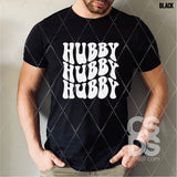 Screen Print Transfer - SCR4768 Hubby Wavy Stacked Word Art - White