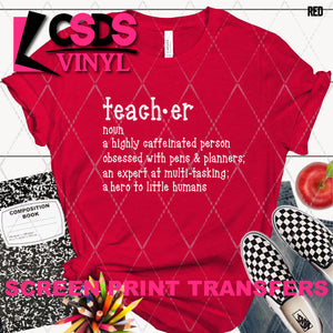 Screen Print Transfer - SCR4777 Teacher Definition - White