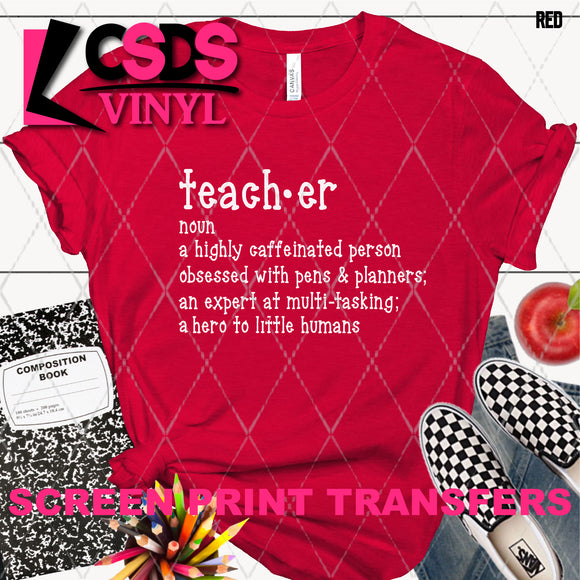Screen Print Transfer - SCR4777 Teacher Definition - White