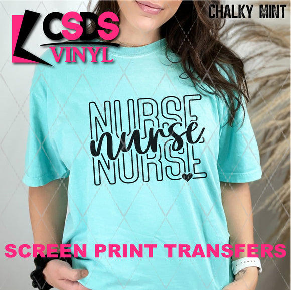 Screen Print Transfer - SCR4785 Nurse Stacked Word Art - Black