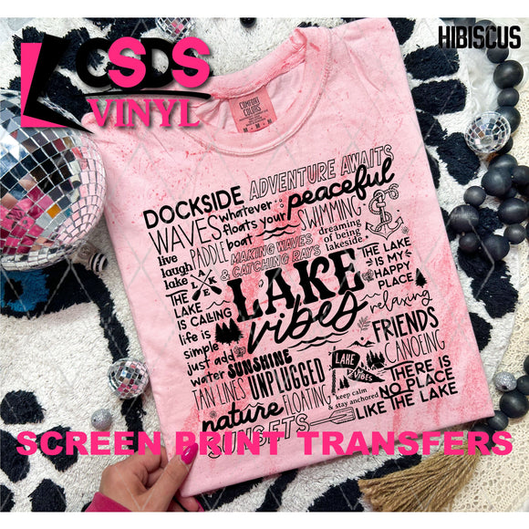 Screen Print Transfer - SCR4840 Lake Vibes Word Collage - Black