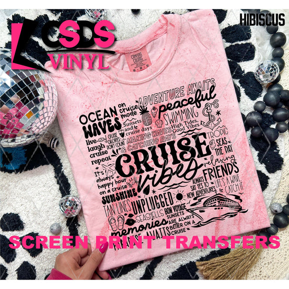 Screen Print Transfer - SCR4841 Cruise Vibes Word Collage - Black