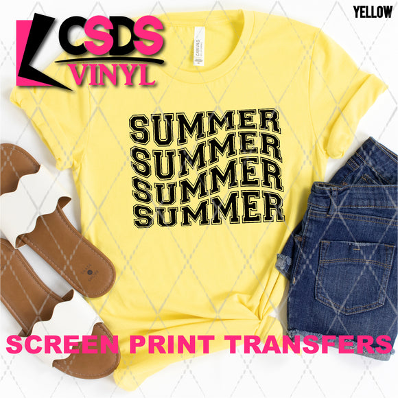Screen Print Transfer - SCR4856 Summer Varsity Stacked Word Art - Black
