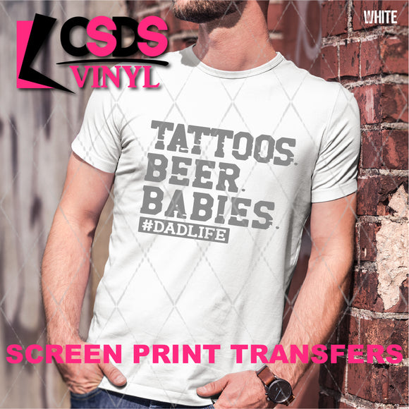 Screen Print Transfer -  SCR4888 Tattoos Beer Babies #Dadlife - Grey