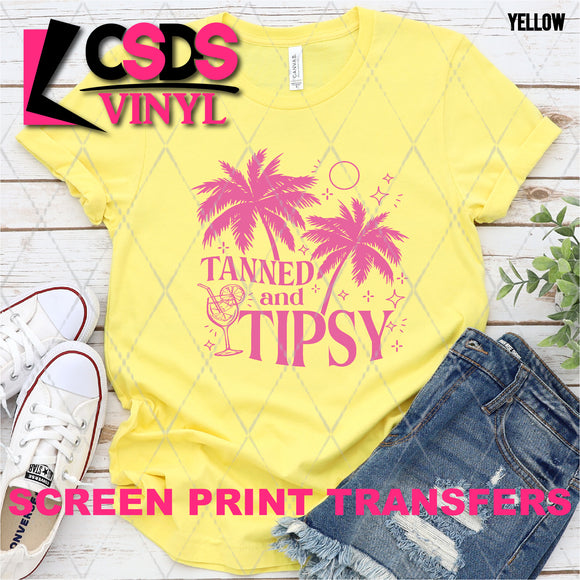 Screen Print Transfer -  SCR4902 Tanned and Tipsy - Bright Pink