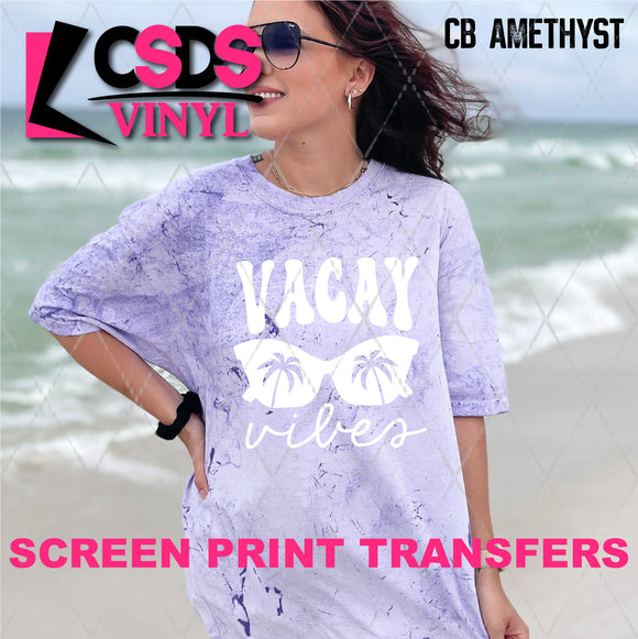 Screen Print Transfer -  SCR4908 Vacay Vibes Sunglasses - White