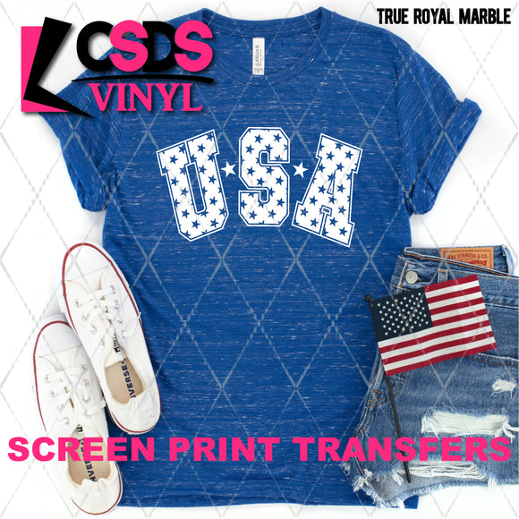 Screen Print Transfer -  SCR4919 USA Varsity and Stars - White