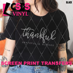 Screen Print Transfer -  SCR5017 Thankful Grateful & Blessed - Grey