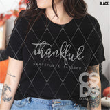 Screen Print Transfer -  SCR5017 Thankful Grateful & Blessed - Grey