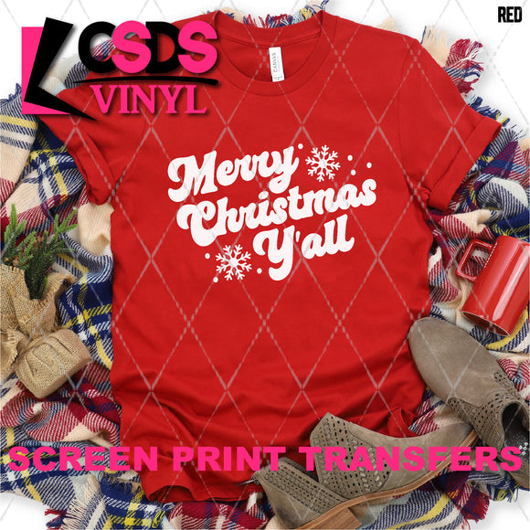 Screen Print Transfer -  SCR5020 Merry Christmas Y'all - White